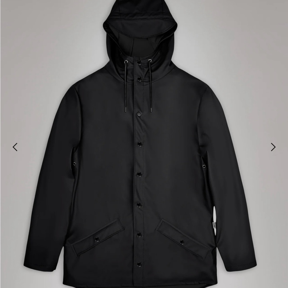 Rains Black Hooded Raincoat with Weather-Resistant Fabric